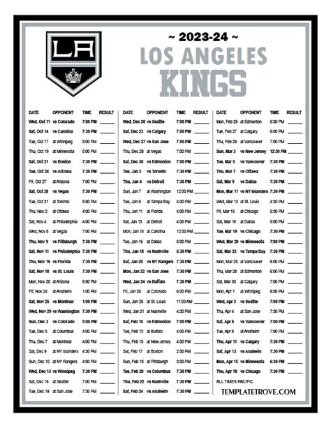 la kings schedule 2023-24